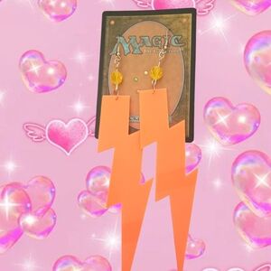 Orange Lightning Bolt Earrings